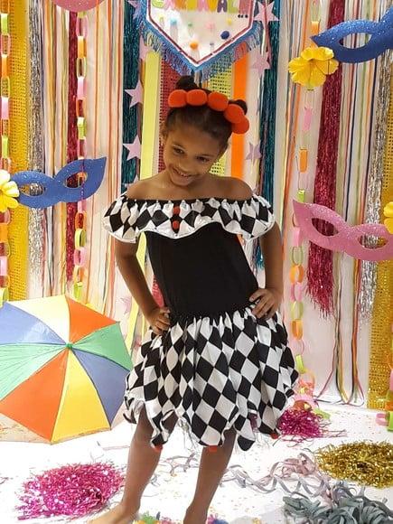 Fantasia Colombina Carnaval Infantil 4 e 6 Anos