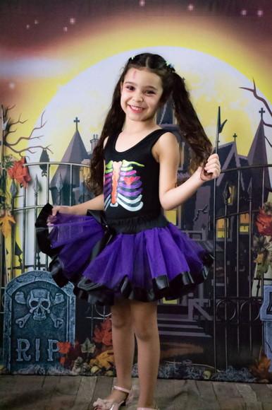 Fantasia Esqueleto Halloween Saia de Tutu
