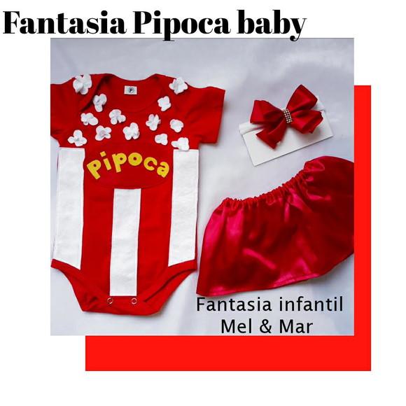 Fantasia pipoca Baby feminino com saia