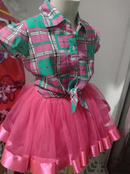Kit Blusa Xadrez Infantil São João Caipira