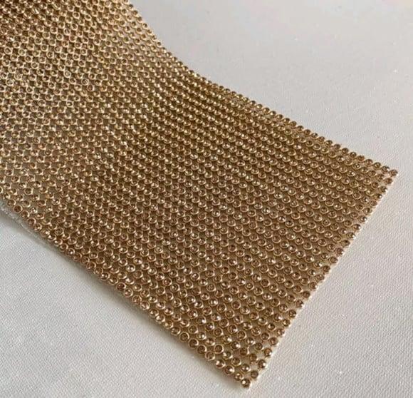 Manta 10x45cm Termocolante Laços e Chinelos Dourada Strass.
