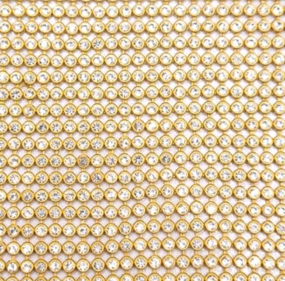 Manta 10x45cm Termocolante Laços e Chinelos Dourada Strass.