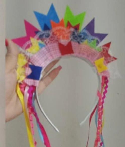 Tiara Junino Banderolas São João Acessórios de Cabelo