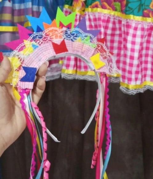 Tiara Junino Banderolas São João Acessórios de Cabelo