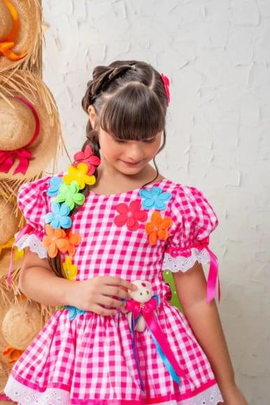 Vestido Caipira Infantil São Joao Rosa