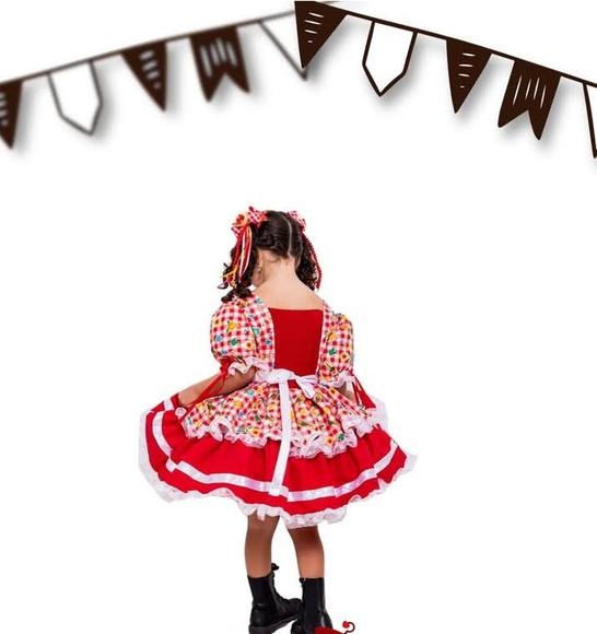 Vestido Caipira São João Junino Vermelho Tam 2