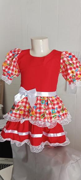 Vestido Caipira São João Junino Vermelho Tam 2
