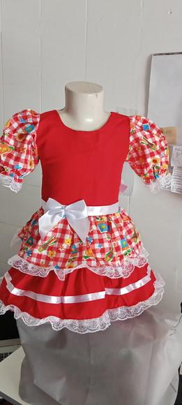 Vestido Caipira São João Junino Vermelho Tam 2