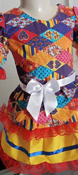 Vestido Caipira São João Junino Estampado Tam 2