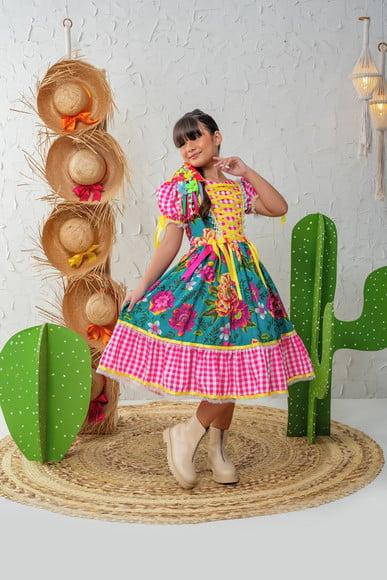 Vestido Infantil Caipira São João Junino Xadrez