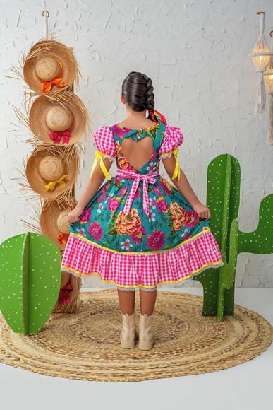 Vestido Infantil Caipira São João Junino Xadrez