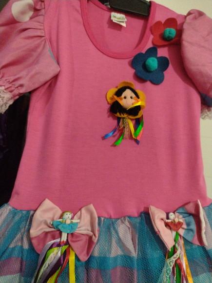 Vestido Infantil Rosa Boneca Caipira São João Junino