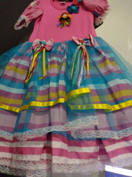 Vestido Infantil Rosa Boneca Caipira São João Junino