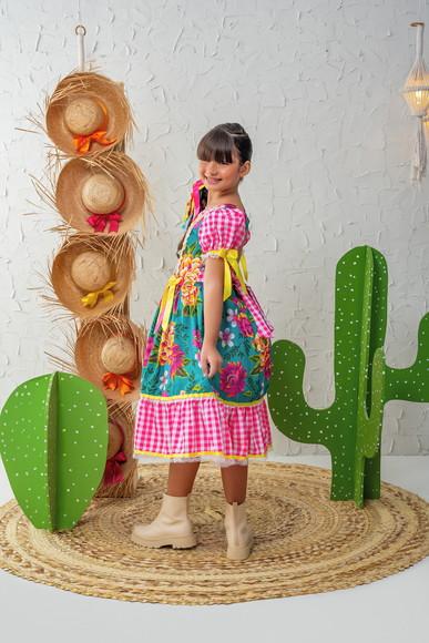 Vestido Infantil Caipira São João Junino Xadrez