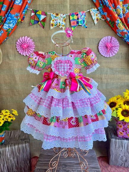 Vestido São João Junino Xadrez Caipira