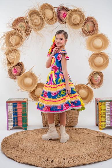 Vestido São João Junino Xadrez Caipira