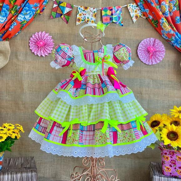 Vestido São João Junino Xadrez Caipira