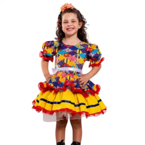Vestido junino infantil vermelho caipira tam 2