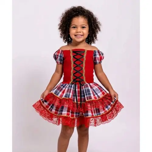 Vestido Caipira Corselete São João Junino Infantil