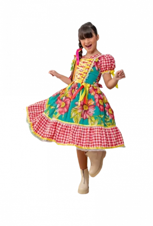 Vestido junino Caipira Infantil São Joao