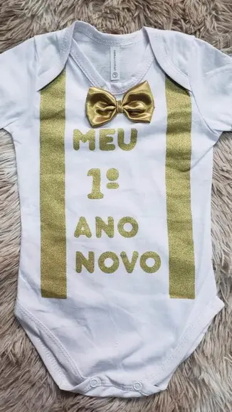 Body Ano Novo Bebe Fantasia Mesversario