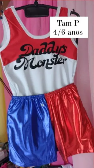 Fantasia Alerquina com Short Carnaval Halloween