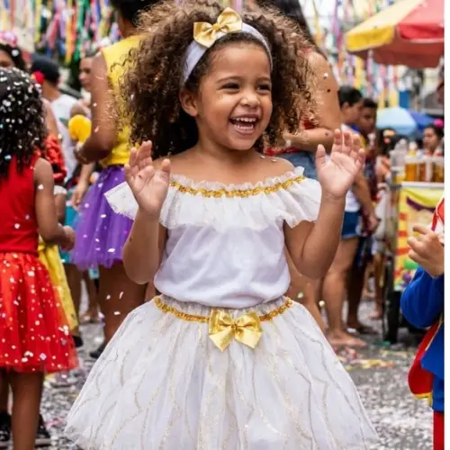 Fantasia Baiana Infantil Dourado