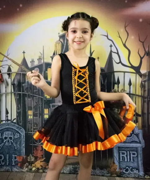 Fantasia Bruxinha + Acessório de Cabelo Halloween