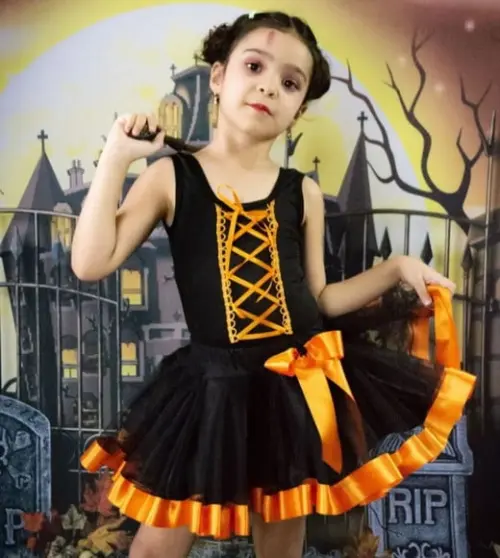 Fantasia Bruxinha + Acessório de Cabelo Halloween