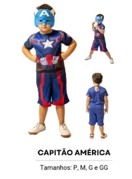 Fantasia Capitão América Super Heróis Infantil