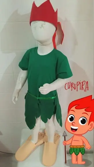 Fantasia Curupira Folclore com Camisa e Pé