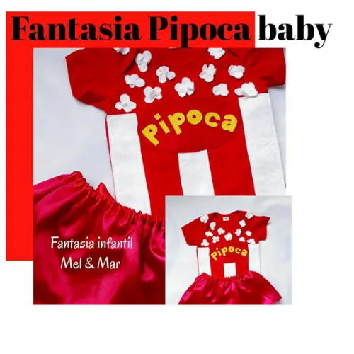 Fantasia pipoca Baby feminino com saia