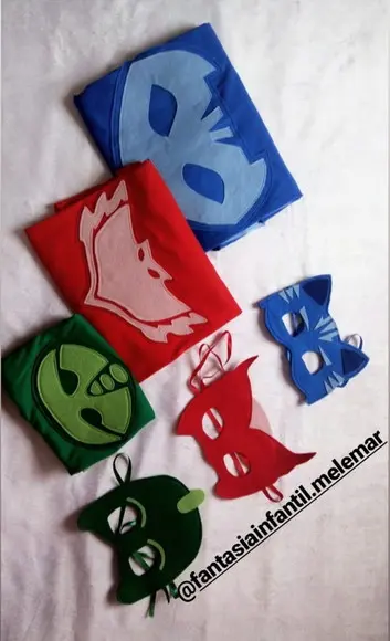Kit Famíliafantasia Menino Gato Largatixo Corujinha Pj Marks
