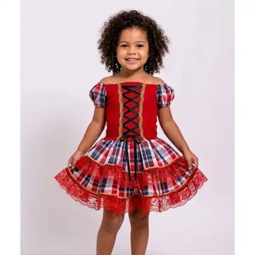 Vestido Caipira Corselete São João Junino Infantil Tam 2/3