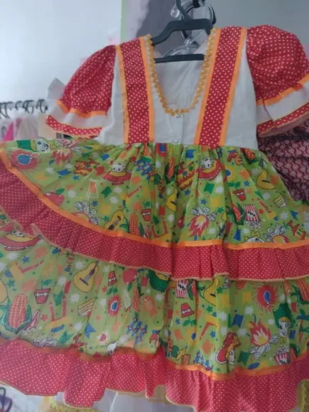 Vestido Caipira Infantil São João Junino Tam 2/3 Anos