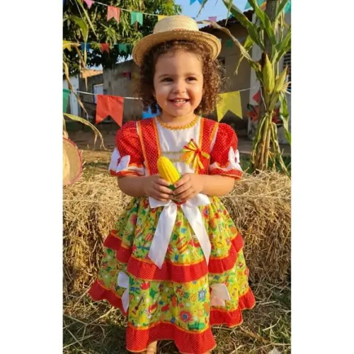 Vestido Caipira Infantil São João Junino Tam 2/3 Anos