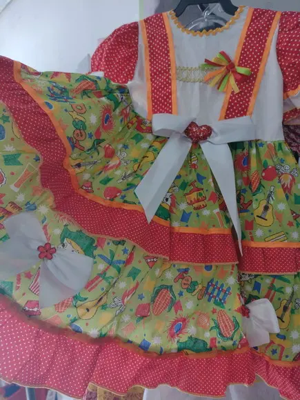 Vestido Caipira Infantil São João Junino Tam 2/3 Anos