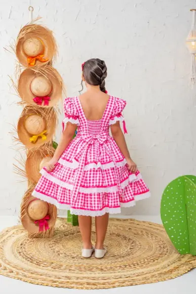 Vestido Caipira Infantil São Joao Rosa