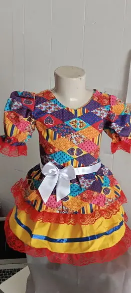 Vestido Caipira São João Junino Estampado Tam 2