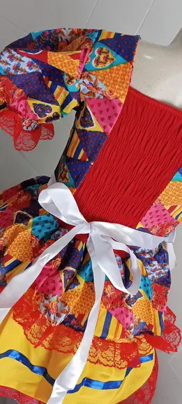 Vestido Caipira São João Junino Estampado Tam 2