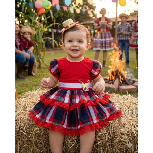 Vestido Caipira São João Junino Bebê