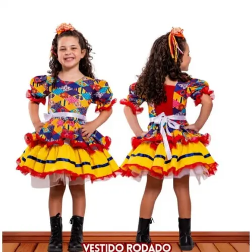Vestido Caipira São João Junino Estampado Tam 2