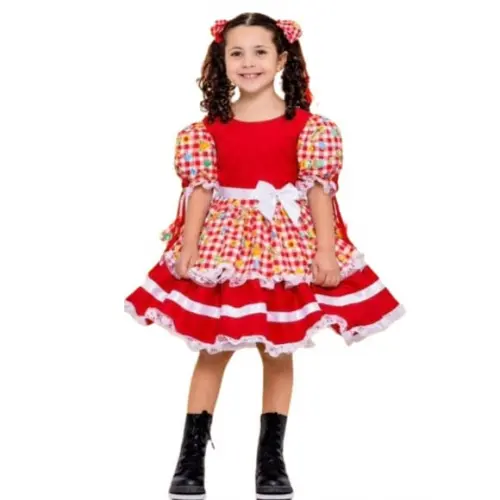 Vestido Caipira São João Junino Vermelho Tam 2