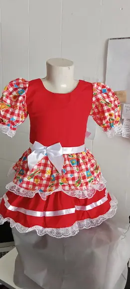 Vestido Caipira São João Junino Vermelho Tam 2
