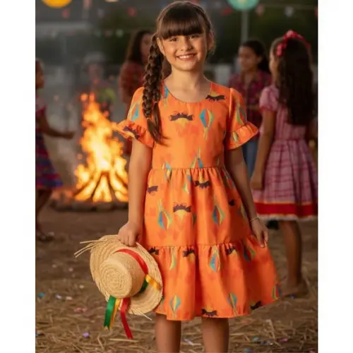 Vestido Infantil Caipira São João Junino Xadrez