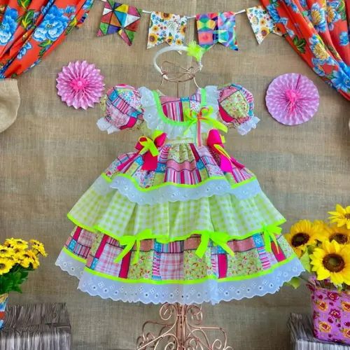 Vestido São João Junino Xadrez Caipira