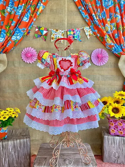 Vestido São João Junino Xadrez Caipira