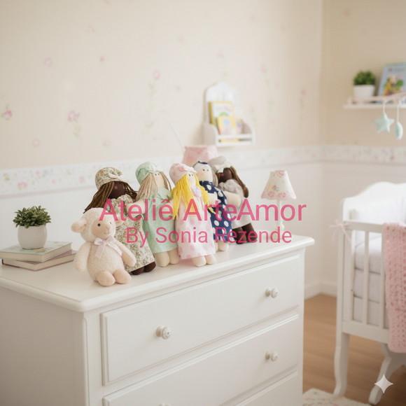 Boneca de Pano Mini para Lembrancinha, Nascimento, Decoração