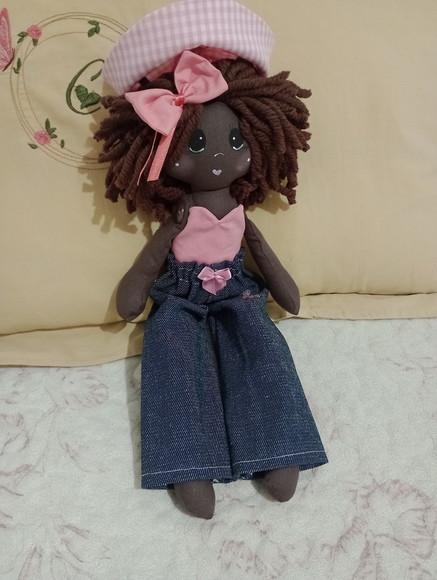 Boneca de Pano Kyara Boneca de Pano Tecido Preta