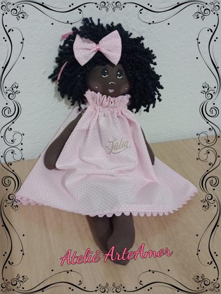 Boneca de Pano Preta Personalizada